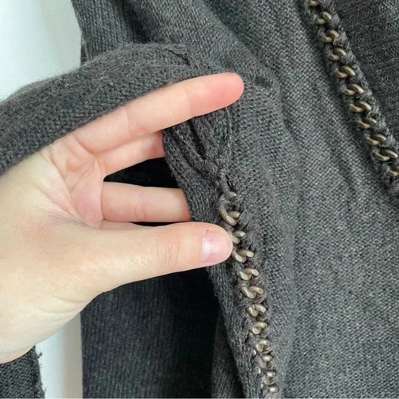 ALL SAINTS Spitalfields from Wasteland Chain Trim Cardigan Gray Wool Cashmere 10 - Picture 6 of 11